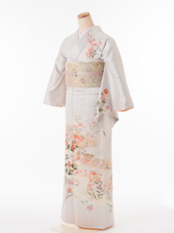 【49】訪問着 淡いグレー