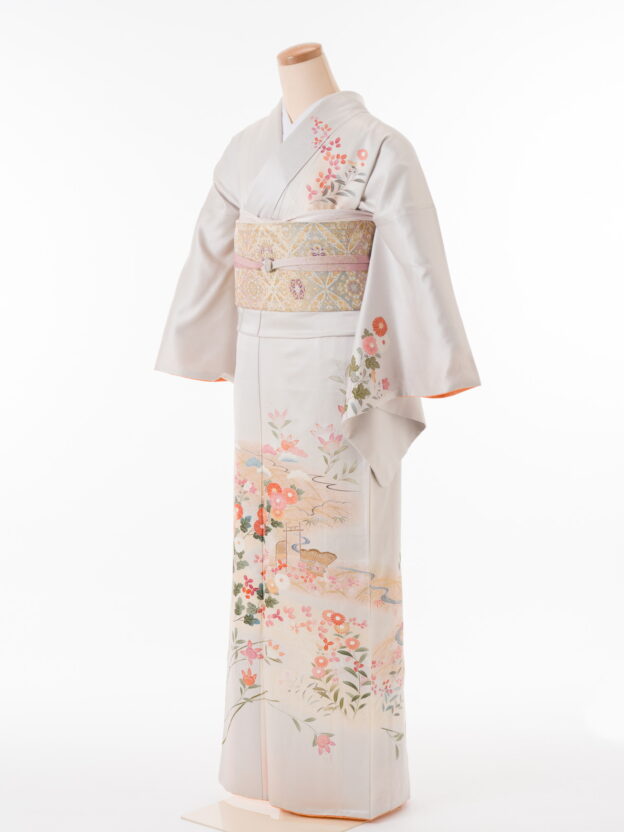 【49】訪問着 淡いグレー